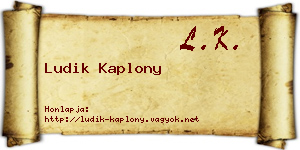 Ludik Kaplony névjegykártya